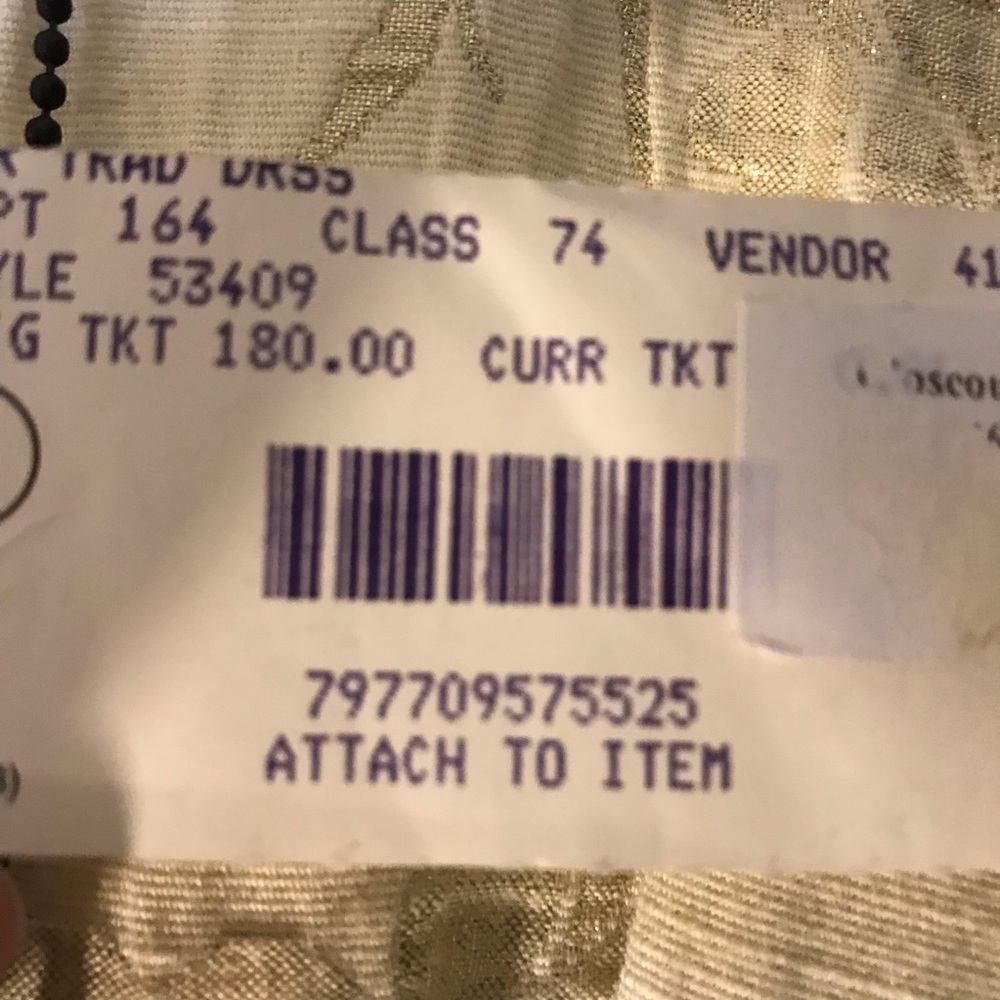 NWT, ABS Allen Schwartz Collection Light Gold & Cream Brocade Dress, Size: 6 - Picture 6 of 7